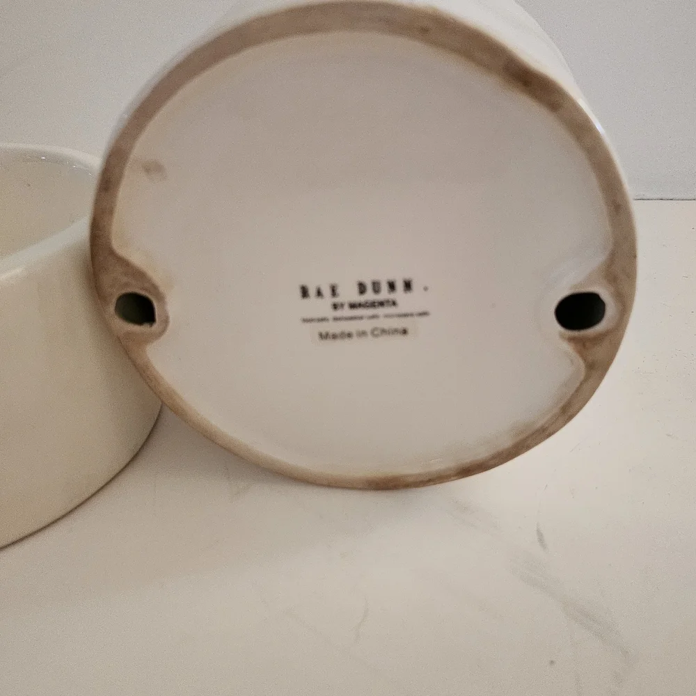 Rae Dunn Cream Ceramic Pet Bowls